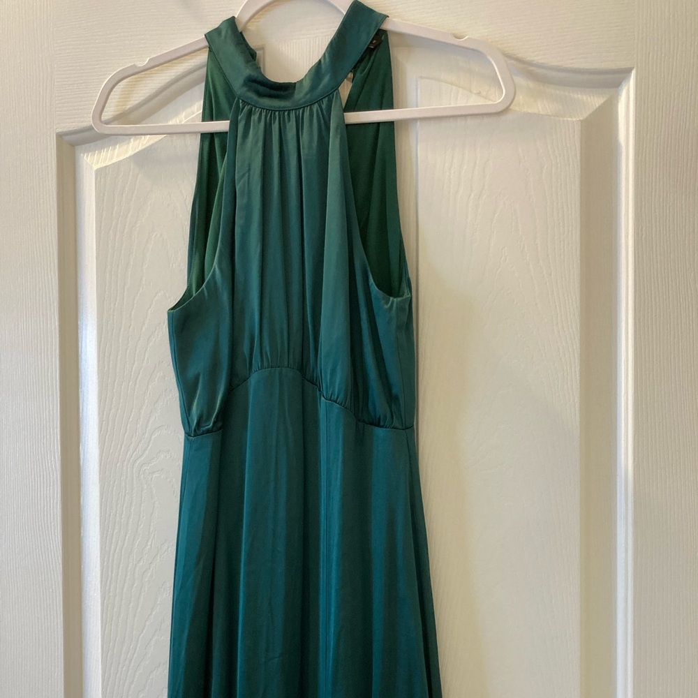 Express Dark Green Satin Midi Dress